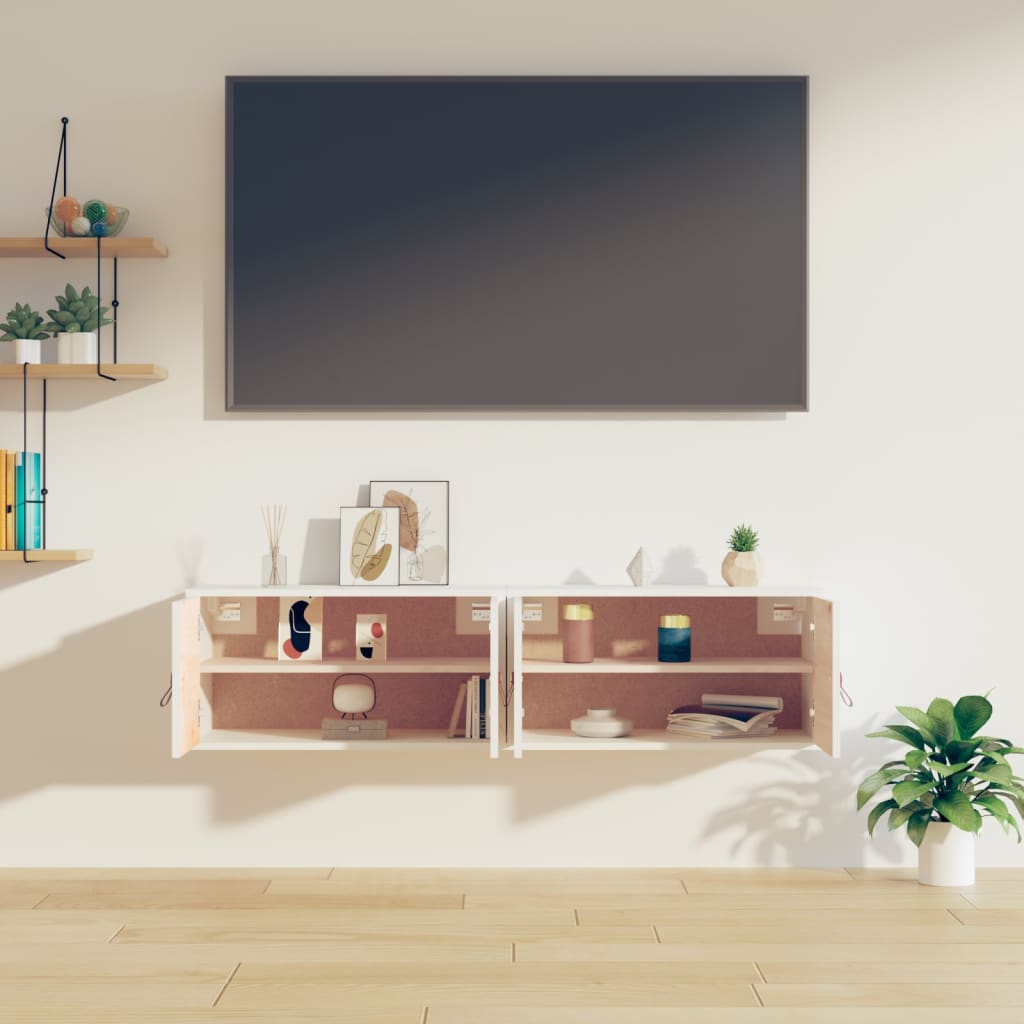 Seinäkaapit 2 kpl valkoinen 60x30x30 cm täysi mänty - Sisustajankoti.fi
