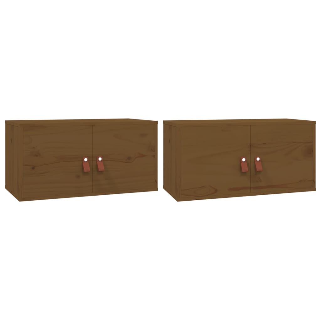 Seinäkaapit 2 kpl hunajanruskea 60x30x30 cm täysi mänty - Sisustajankoti.fi