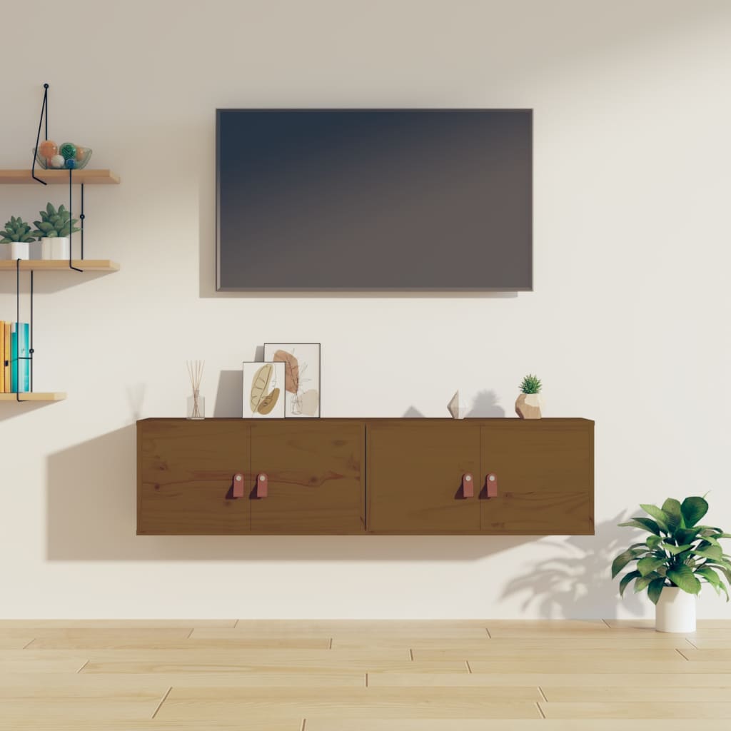 Seinäkaapit 2 kpl hunajanruskea 60x30x30 cm täysi mänty - Sisustajankoti.fi
