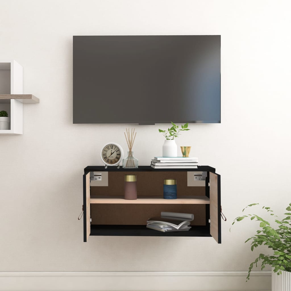 Seinäkaappi musta 60x30x30 cm täysi mänty - Sisustajankoti.fi