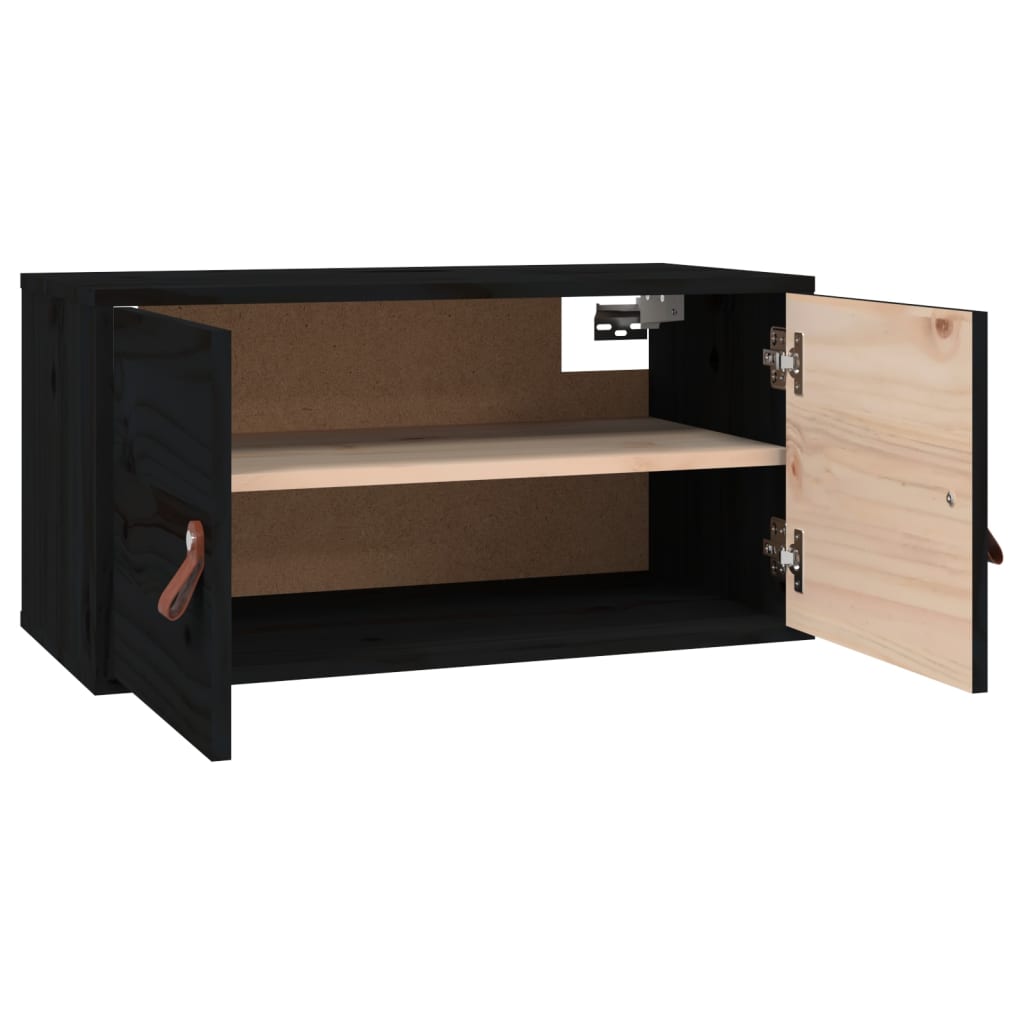 Seinäkaapit 2 kpl musta 60x30x30 cm täysi mänty - Sisustajankoti.fi