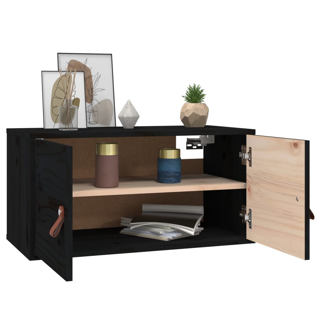 Seinäkaapit 2 kpl musta 60x30x30 cm täysi mänty - Sisustajankoti.fi