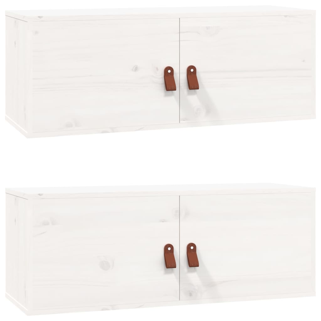 Seinäkaapit 2 kpl valkoinen 80x30x30 cm täysi mänty - Sisustajankoti.fi