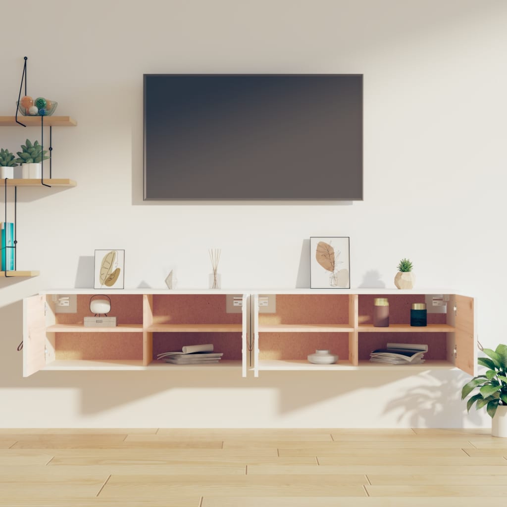 Seinäkaapit 2 kpl valkoinen 80x30x30 cm täysi mänty - Sisustajankoti.fi