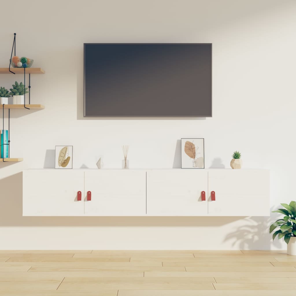 Seinäkaapit 2 kpl valkoinen 80x30x30 cm täysi mänty - Sisustajankoti.fi