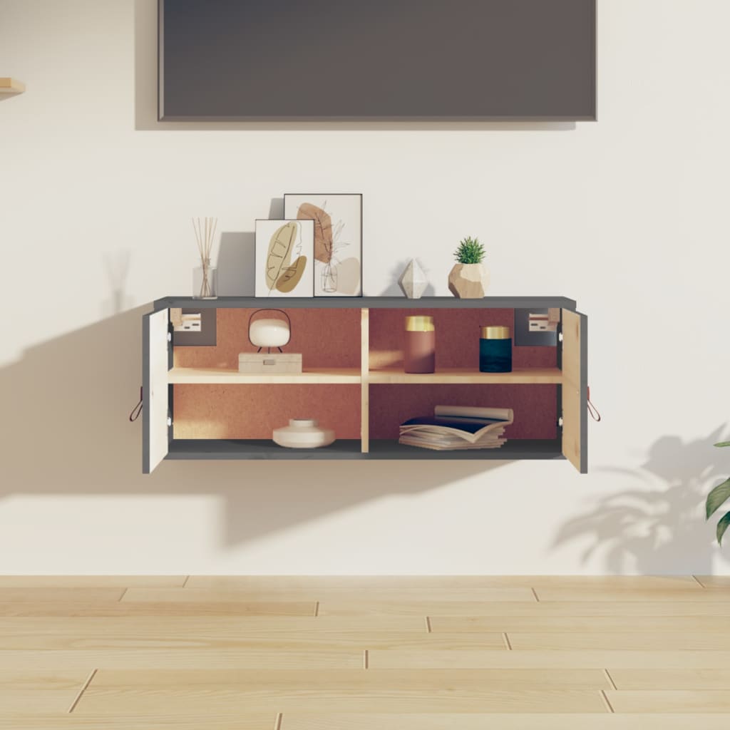 Seinäkaappi harmaa 80x30x30 cm täysi mänty - Sisustajankoti.fi
