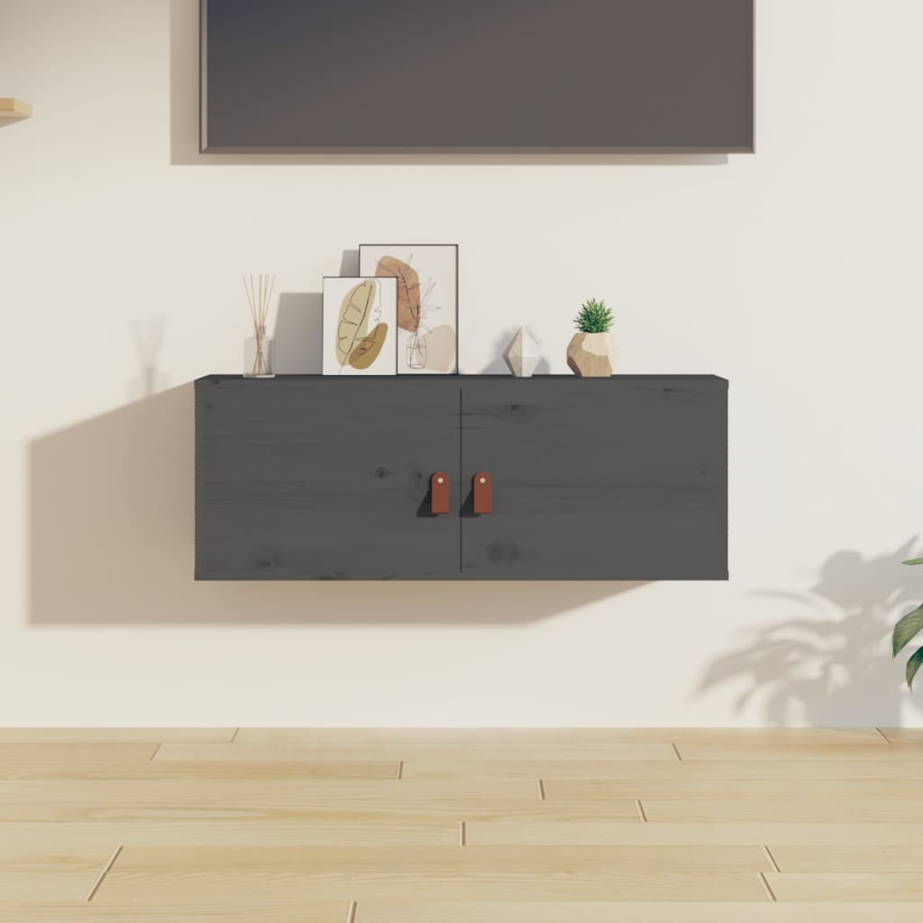 Seinäkaappi harmaa 80x30x30 cm täysi mänty - Sisustajankoti.fi