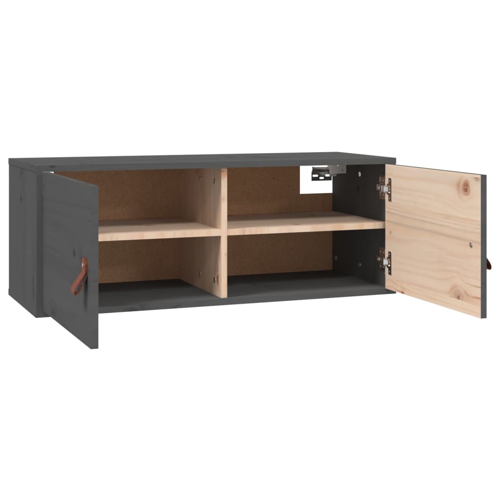 Seinäkaapit 2 kpl harmaa 80x30x30 cm täysi mänty - Sisustajankoti.fi