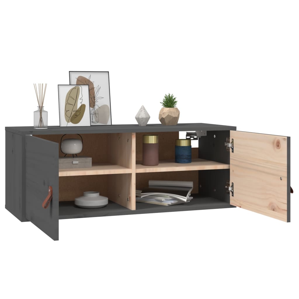 Seinäkaapit 2 kpl harmaa 80x30x30 cm täysi mänty - Sisustajankoti.fi