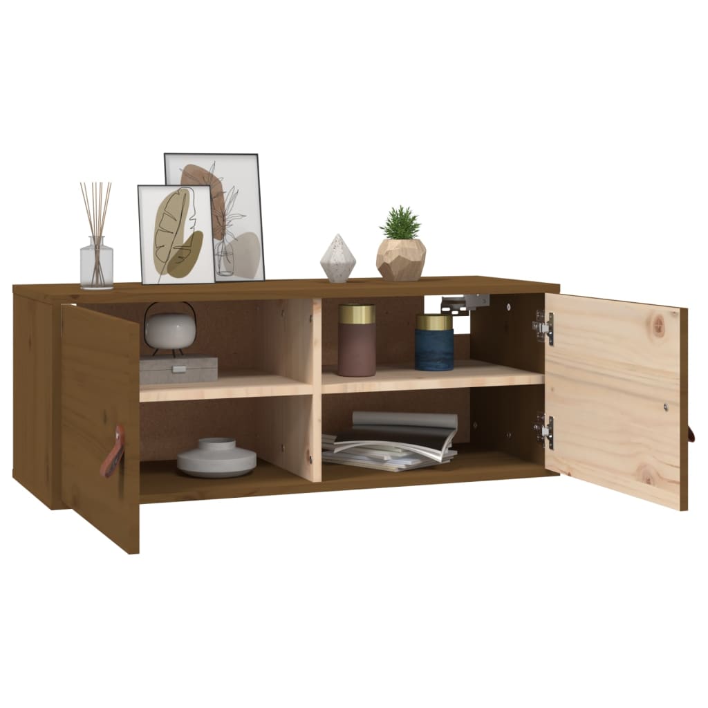 Seinäkaappi hunajanruskea 80x30x30 cm täysi mänty - Sisustajankoti.fi