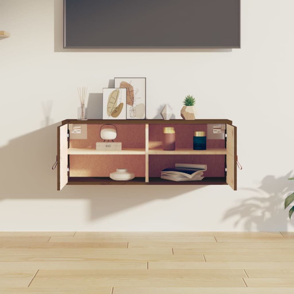 Seinäkaappi hunajanruskea 80x30x30 cm täysi mänty - Sisustajankoti.fi