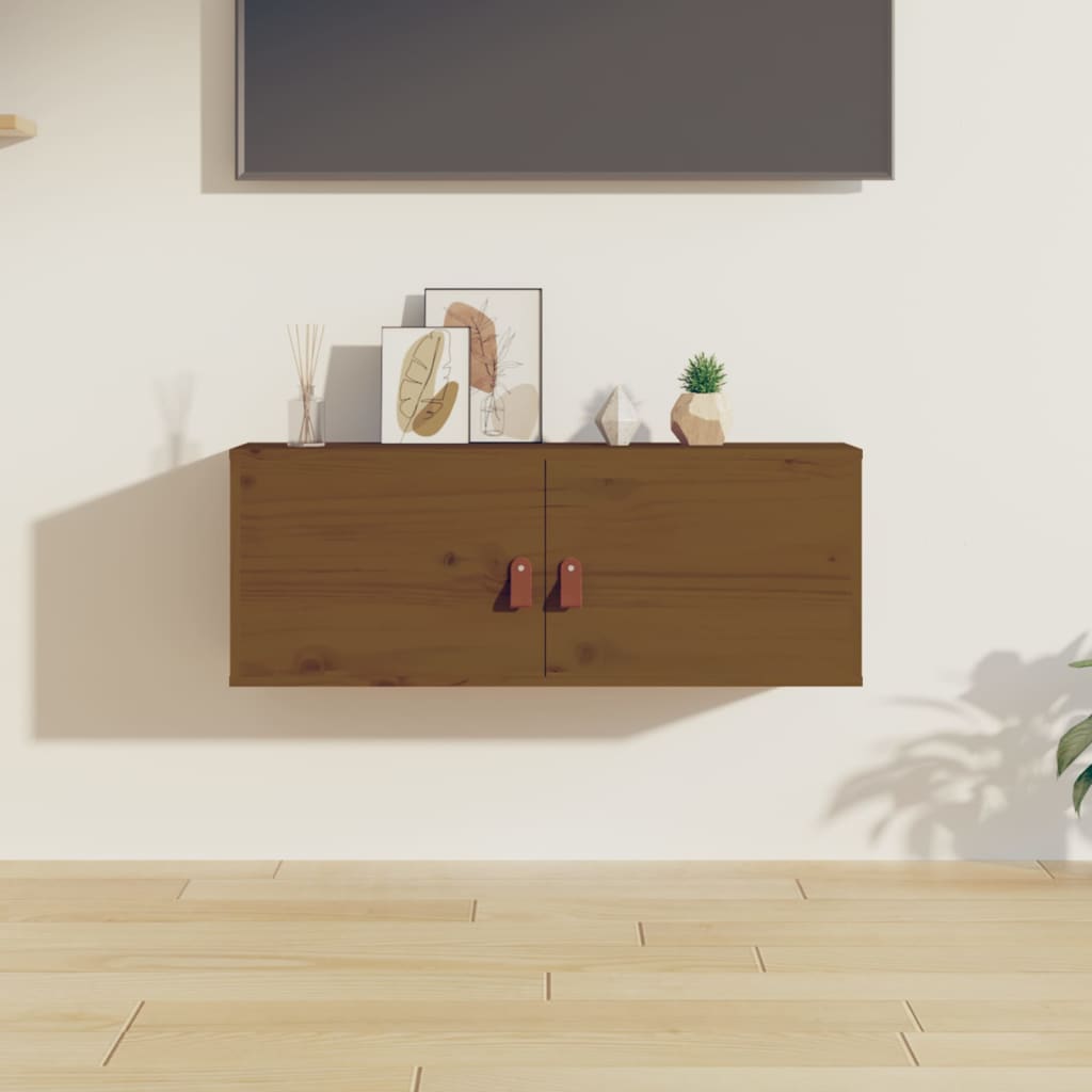 Seinäkaappi hunajanruskea 80x30x30 cm täysi mänty - Sisustajankoti.fi