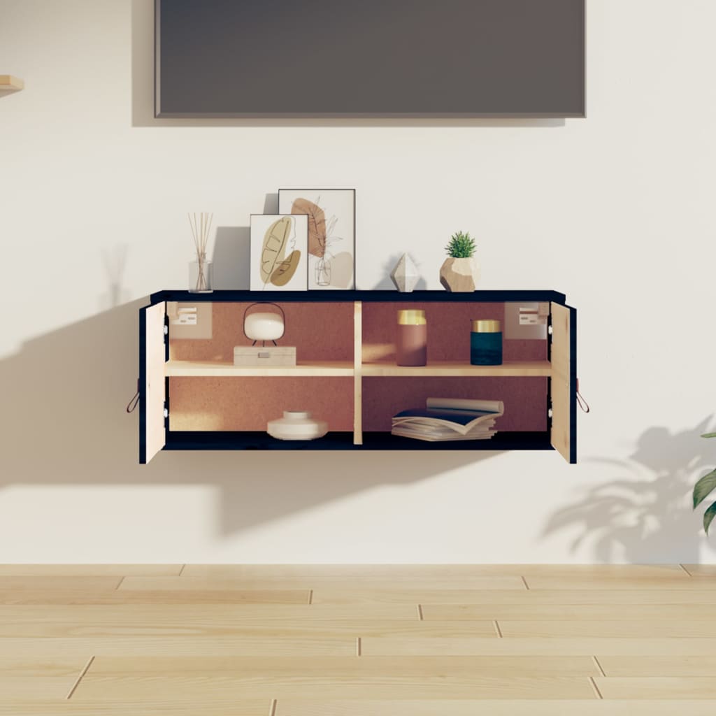 Seinäkaappi musta 80x30x30 cm täysi mänty - Sisustajankoti.fi