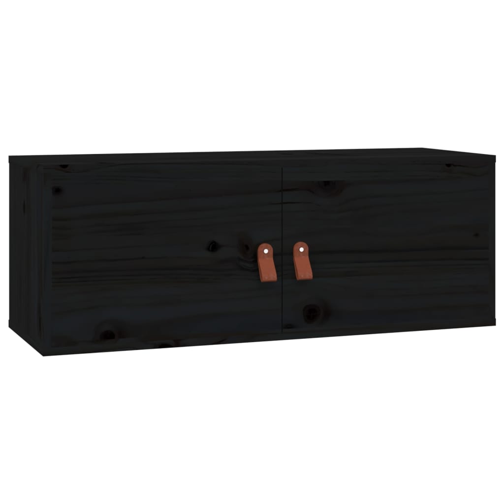 Seinäkaapit 2 kpl musta 80x30x30 cm täysi mänty - Sisustajankoti.fi