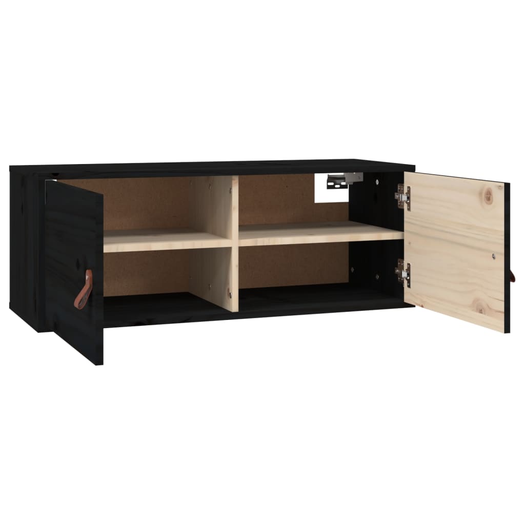 Seinäkaapit 2 kpl musta 80x30x30 cm täysi mänty - Sisustajankoti.fi