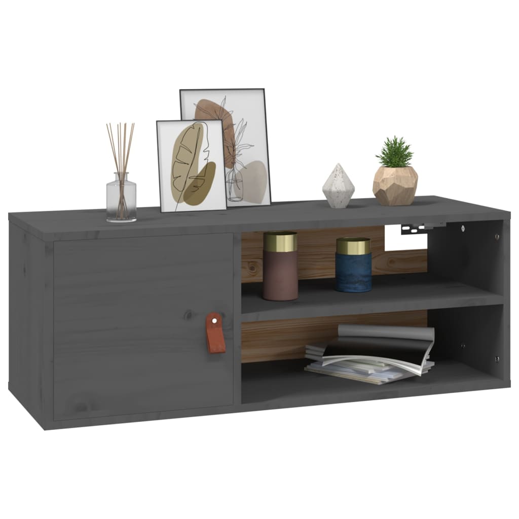 Seinäkaapit 2 kpl harmaa 80x30x30 cm täysi mänty - Sisustajankoti.fi