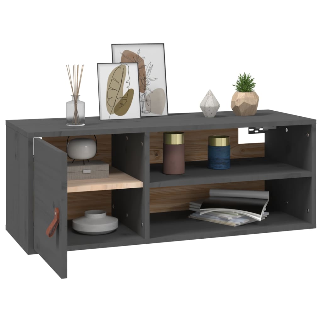 Seinäkaapit 2 kpl harmaa 80x30x30 cm täysi mänty - Sisustajankoti.fi
