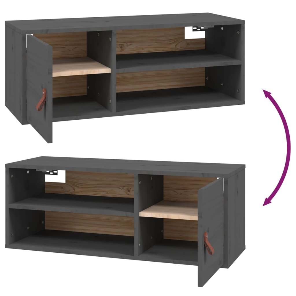 Seinäkaapit 2 kpl harmaa 80x30x30 cm täysi mänty - Sisustajankoti.fi