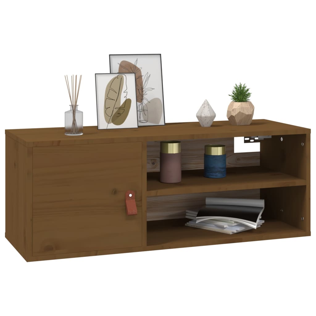 Seinäkaappi hunajanruskea 80x30x30 cm täysi mänty - Sisustajankoti.fi