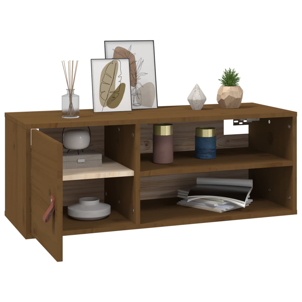 Seinäkaappi hunajanruskea 80x30x30 cm täysi mänty - Sisustajankoti.fi