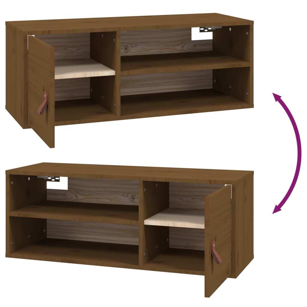 Seinäkaapit 2 kpl hunajanruskea 80x30x30 cm täysi mänty - Sisustajankoti.fi