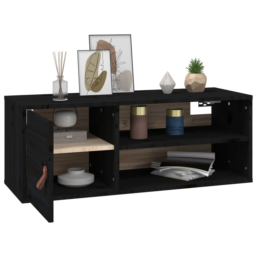 Seinäkaappi musta 80x30x30 cm täysi mänty - Sisustajankoti.fi