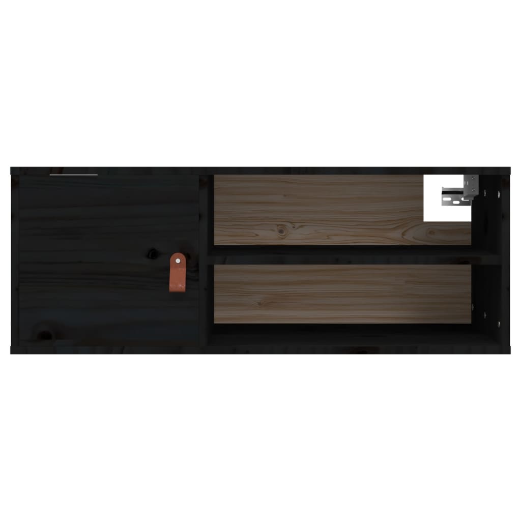 Seinäkaappi musta 80x30x30 cm täysi mänty - Sisustajankoti.fi