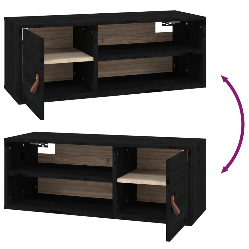 Seinäkaapit 2 kpl musta 80x30x30 cm täysi mänty - Sisustajankoti.fi
