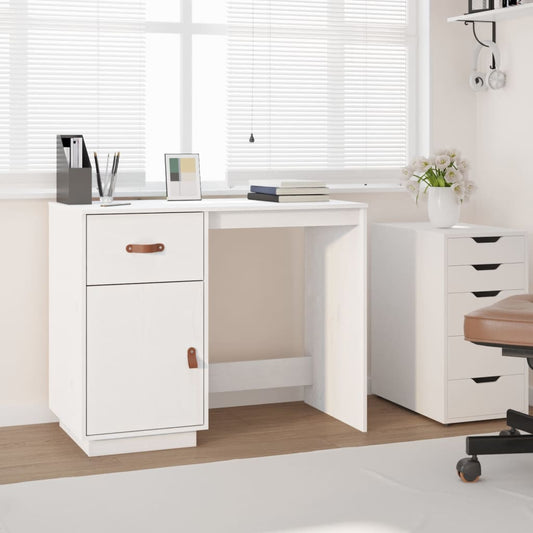 Työpöytä valkoinen 95x50x75 cm täysi mänty - Sisustajankoti.fi