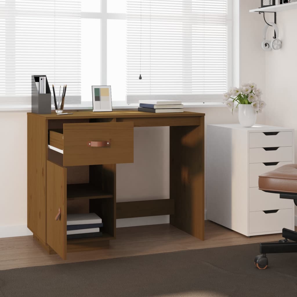 Työpöytä hunajanruskea 95x50x75 cm täysi mänty - Sisustajankoti.fi