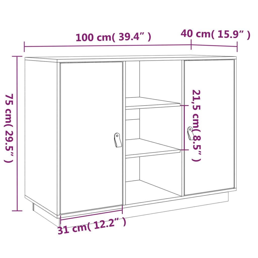 Senkki hunajanruskea 100x40x75 cm täysi mänty - Sisustajankoti.fi