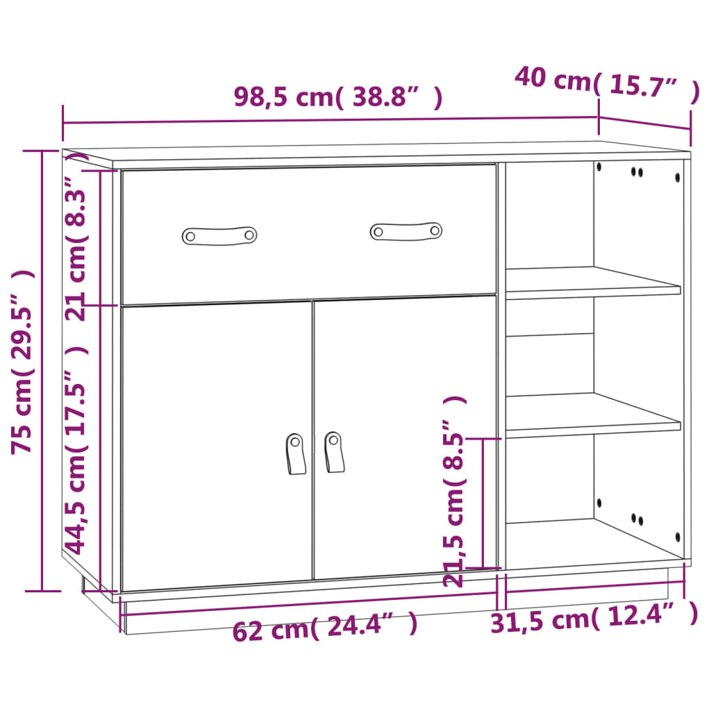Senkki hunajanruskea 98,5x40x75 cm täysi mänty - Sisustajankoti.fi
