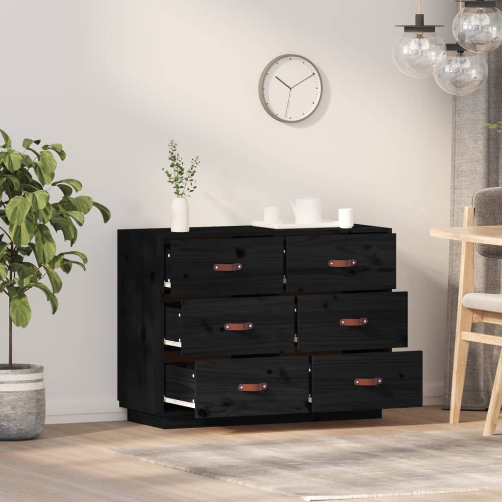 Senkki musta 100x40x75 cm täysi mänty - Sisustajankoti.fi
