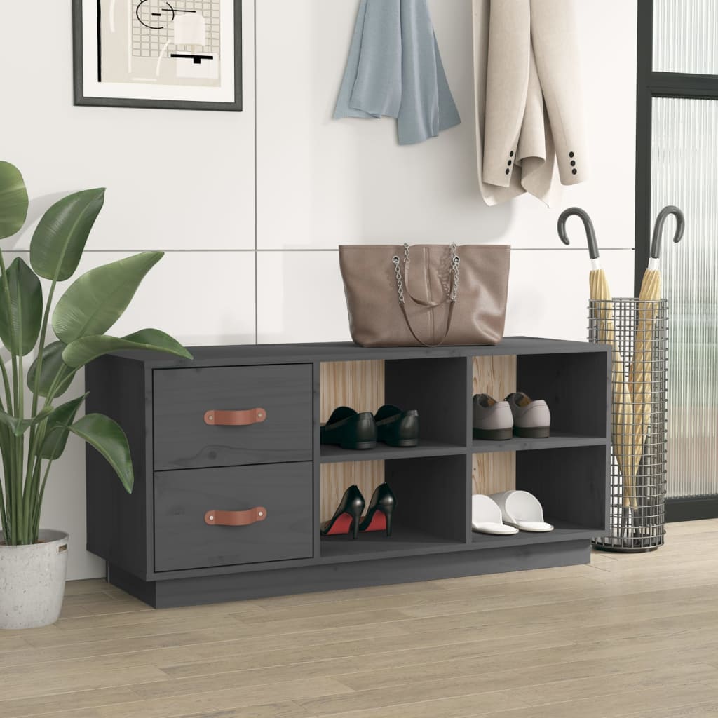 Kenkäpenkki harmaa 100x34x45 cm täysi mänty - Sisustajankoti.fi