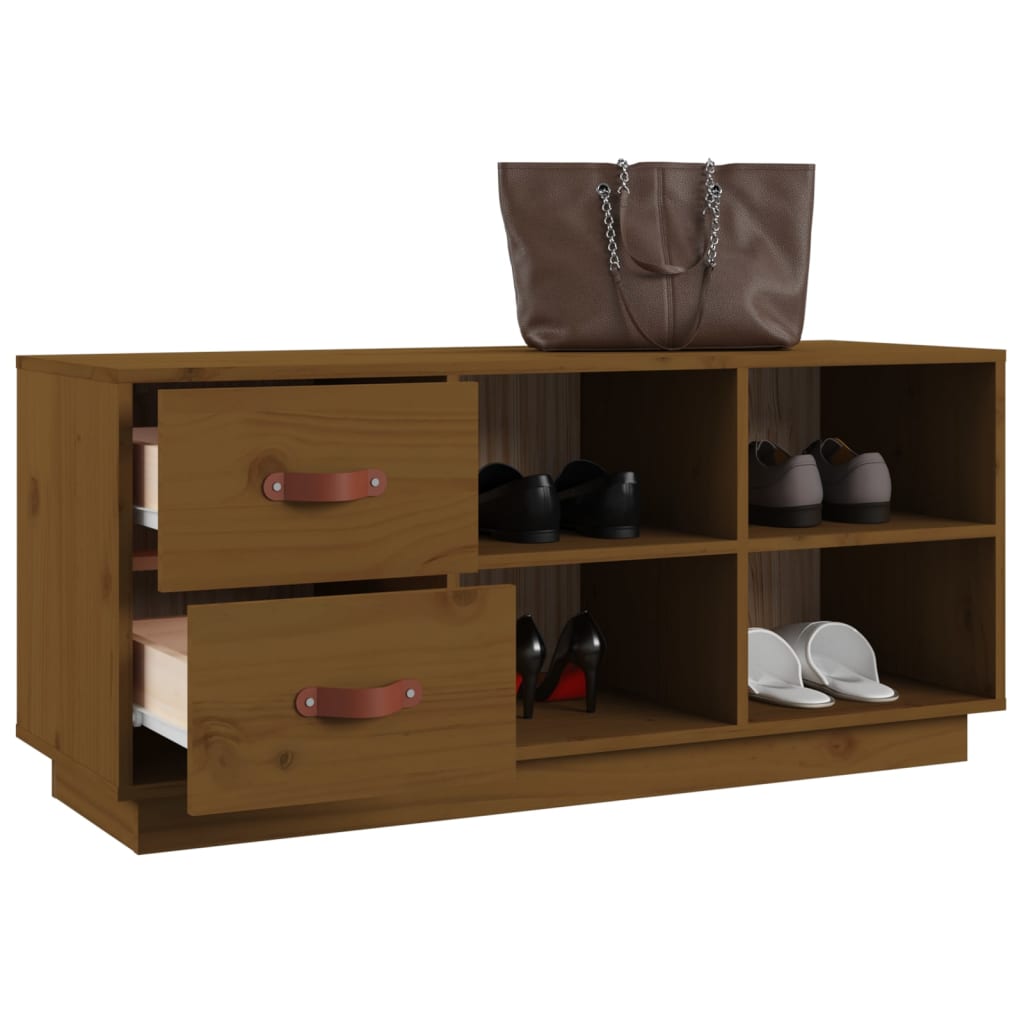 Kenkäkaappi hunajanruskea 100x34x45 cm täysi mänty - Sisustajankoti.fi