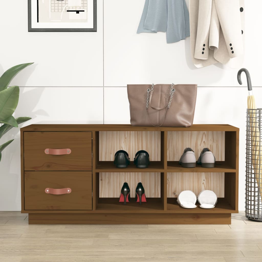 Kenkäkaappi hunajanruskea 100x34x45 cm täysi mänty - Sisustajankoti.fi