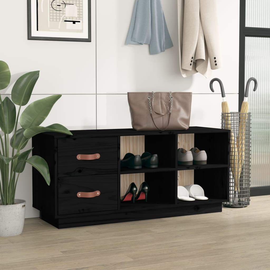 Kenkäpenkki musta 100x34x45 cm täysi mänty - Sisustajankoti.fi