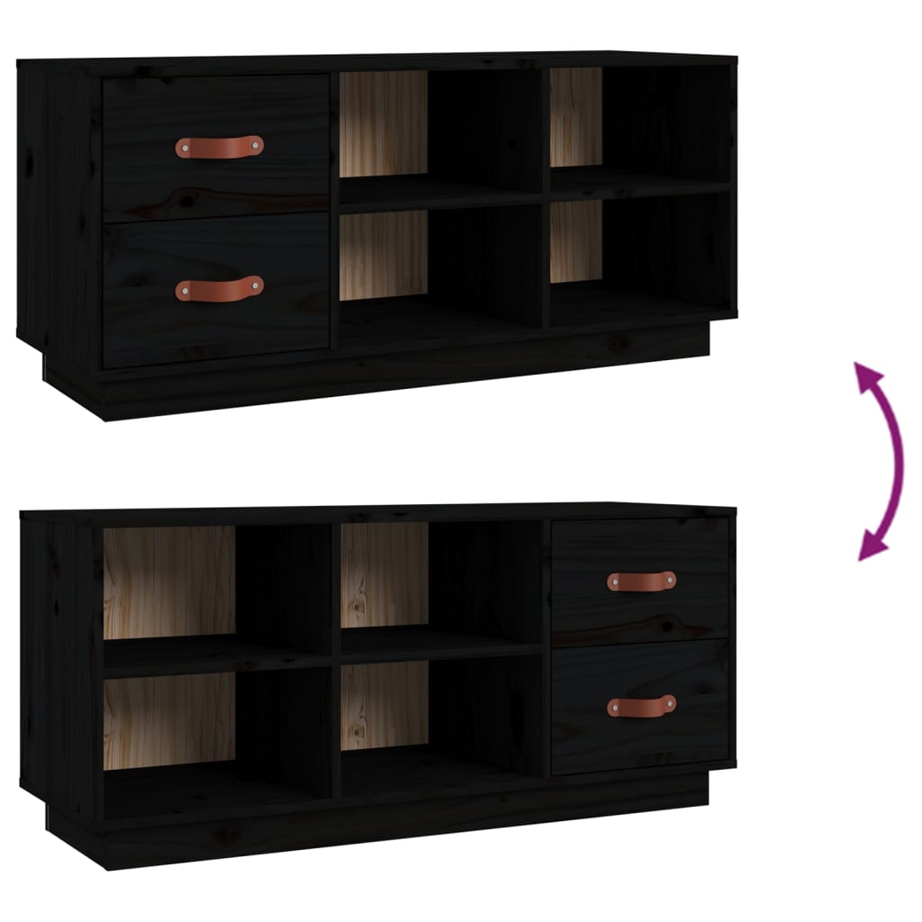 Kenkäpenkki musta 100x34x45 cm täysi mänty - Sisustajankoti.fi