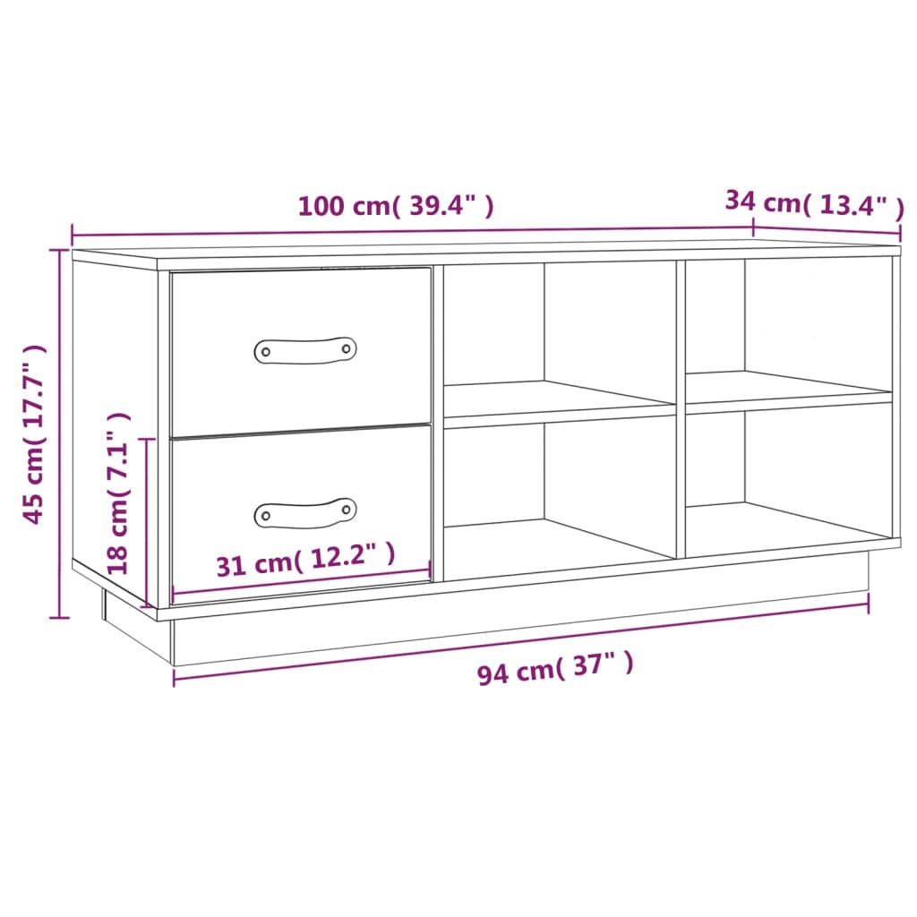 Kenkäpenkki musta 100x34x45 cm täysi mänty - Sisustajankoti.fi