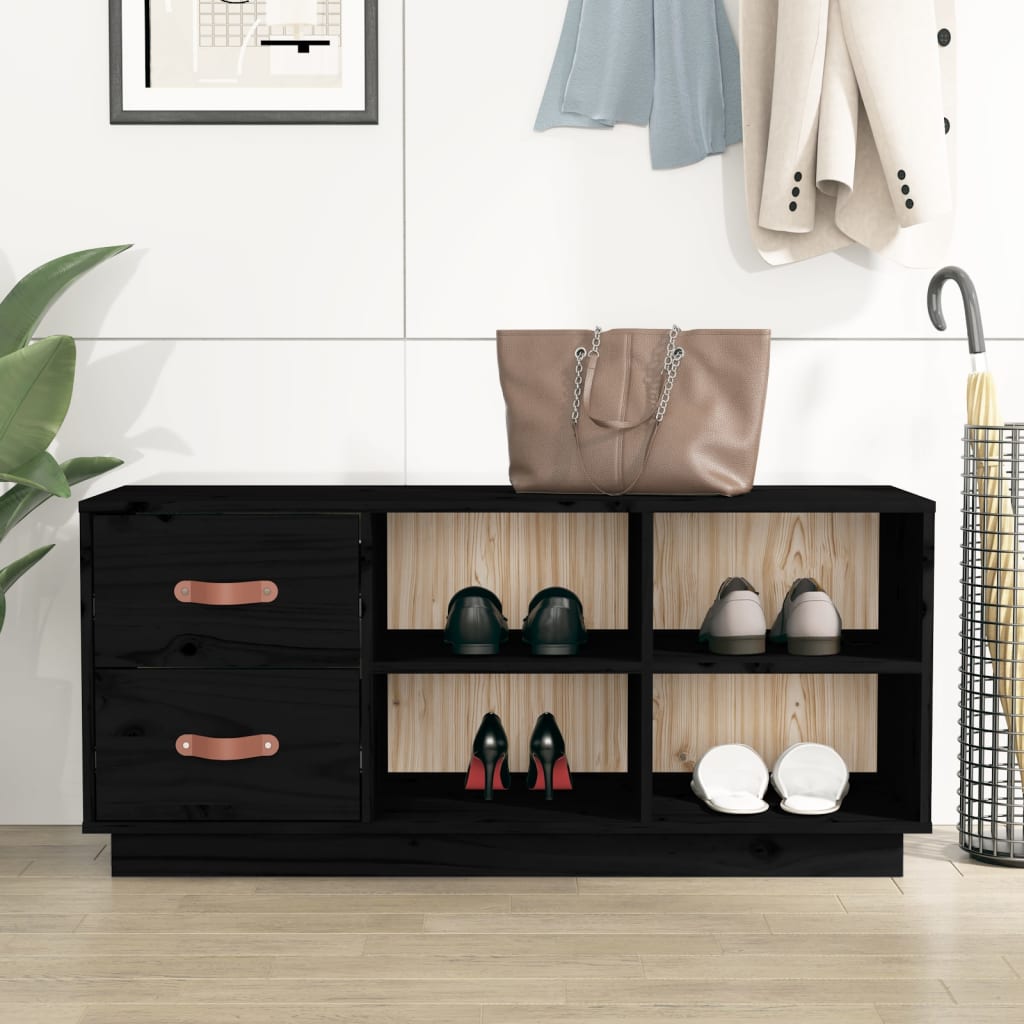 Kenkäpenkki musta 100x34x45 cm täysi mänty - Sisustajankoti.fi