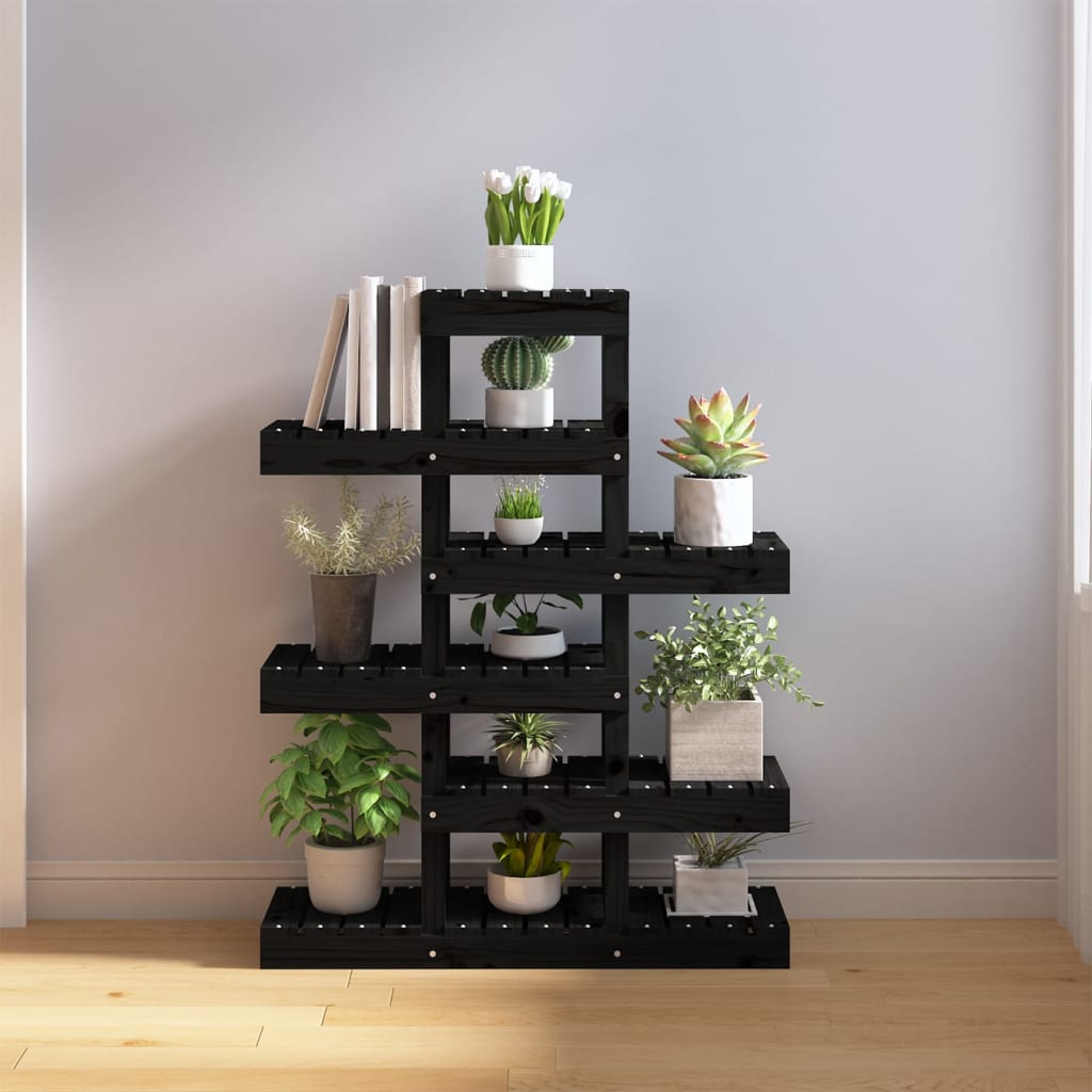 Kasviteline musta 85x25x109,5 cm täysi mänty - Sisustajankoti.fi