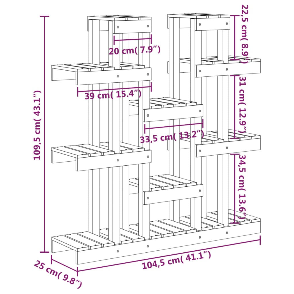 Kasviteline hunajanruskea 104,5x25x109,5 cm täysi mänty - Sisustajankoti.fi