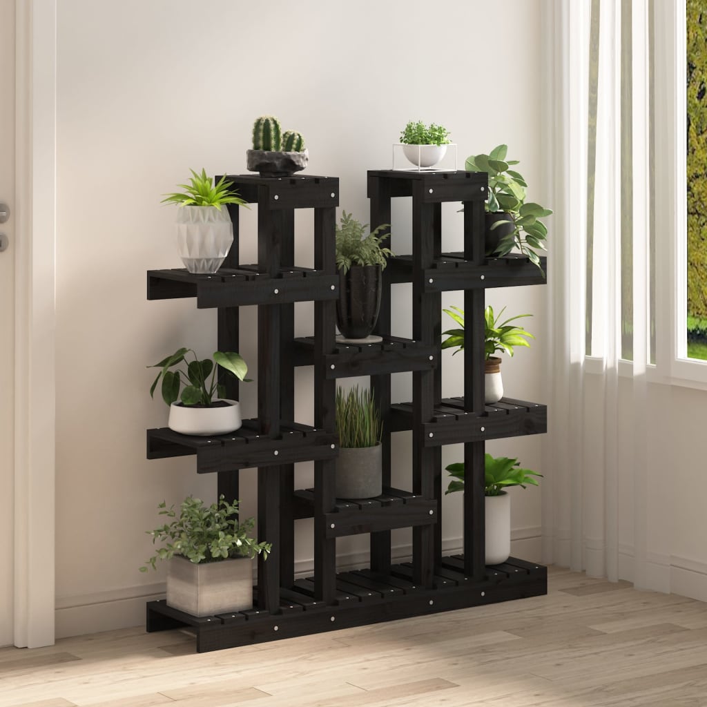 Kasviteline musta 104,5x25x109,5 cm täysi mänty - Sisustajankoti.fi