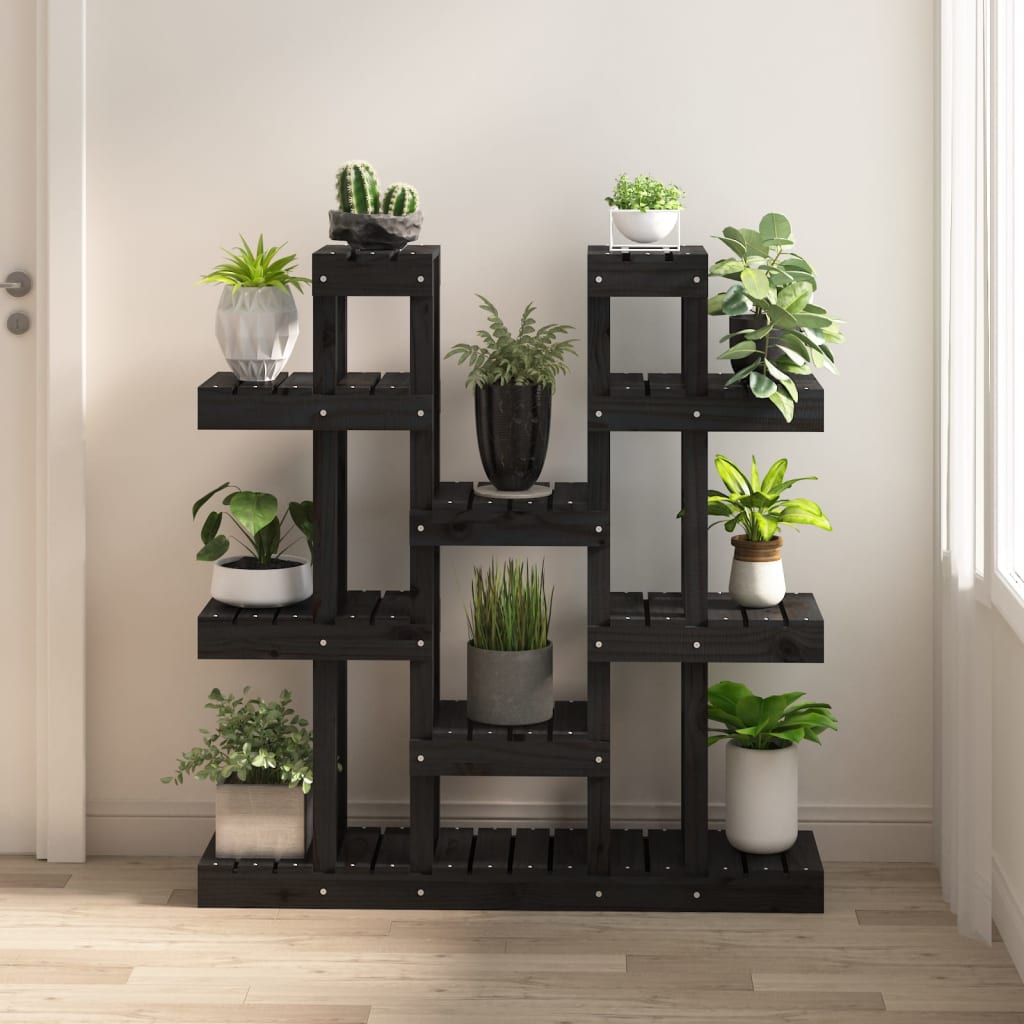 Kasviteline musta 104,5x25x109,5 cm täysi mänty - Sisustajankoti.fi