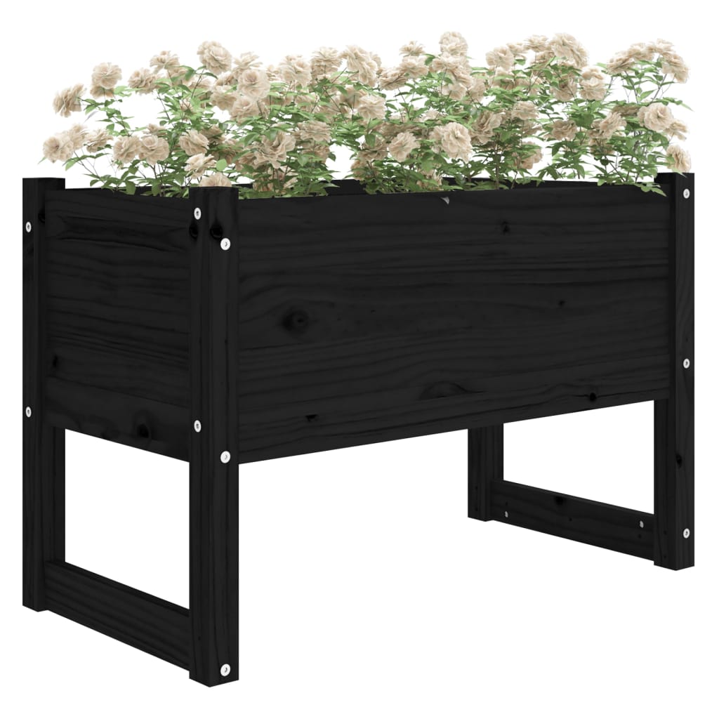Kukkalaatikko musta 78x40x52 cm täysi mänty - Sisustajankoti.fi