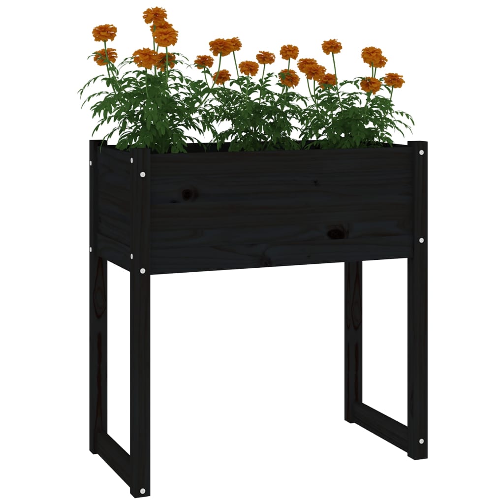 Kukkalaatikko musta 78x40x81 cm täysi mänty - Sisustajankoti.fi