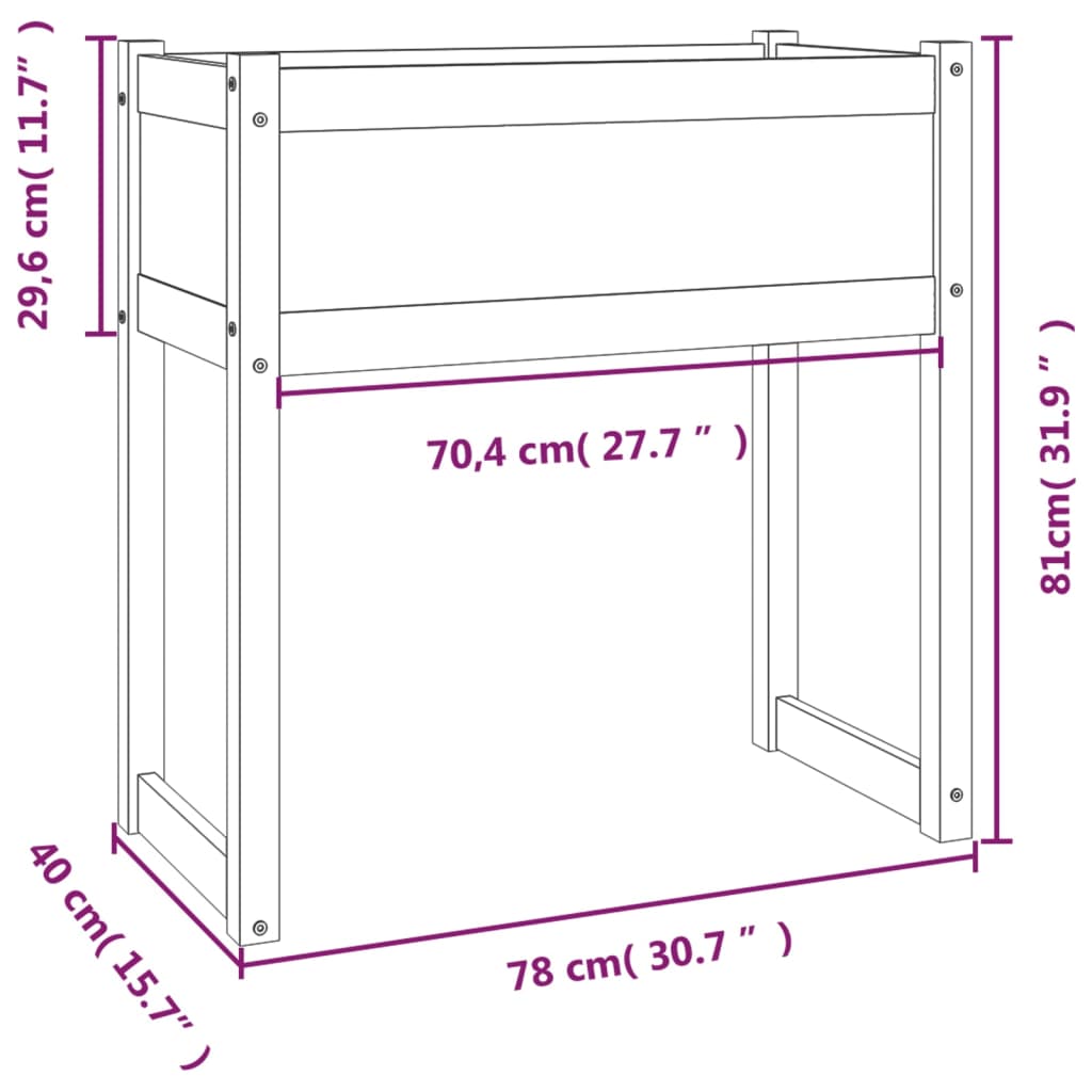 Kukkalaatikko musta 78x40x81 cm täysi mänty - Sisustajankoti.fi