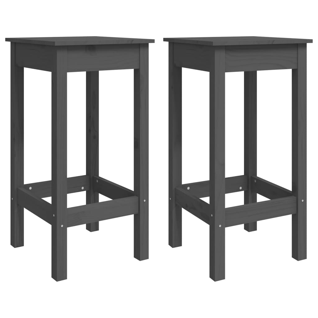 Baarituolit 2 kpl harmaa 40x40x78 cm täysi mänty - Sisustajankoti.fi