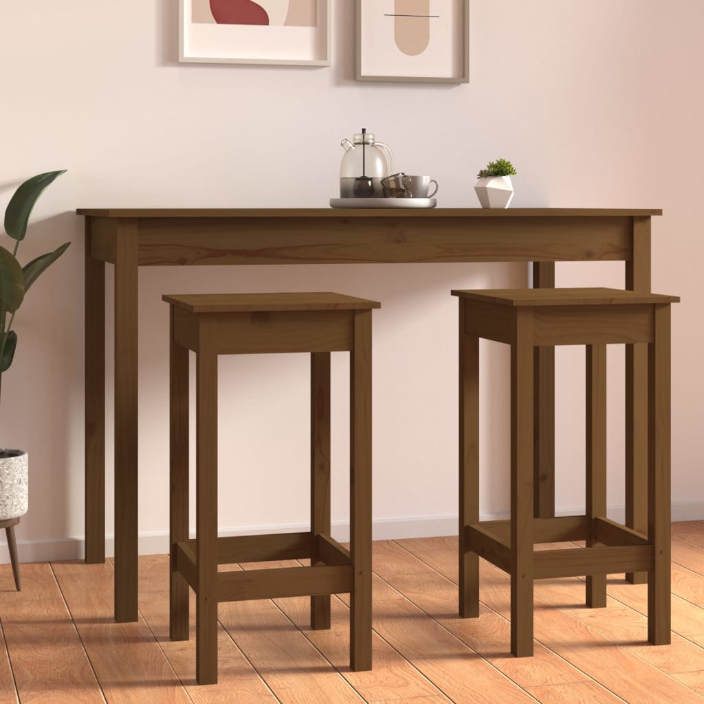 Baarituolit 2 kpl hunajanruskea 40x40x78 cm täysi mänty - Sisustajankoti.fi
