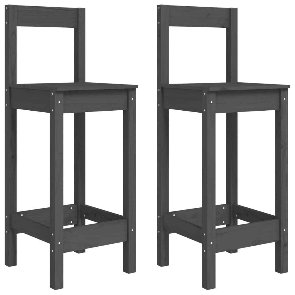Baarituolit 2 kpl harmaa 40x41,5x112 cm täysi mänty - Sisustajankoti.fi